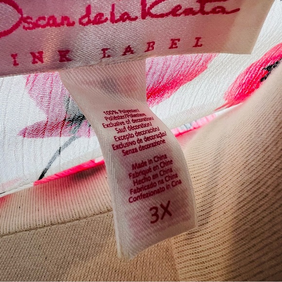 Oscar De La Renta Floral Sheer Ruffle Pretty Poppies 3X Pink Label Robe - Picture 9 of 11